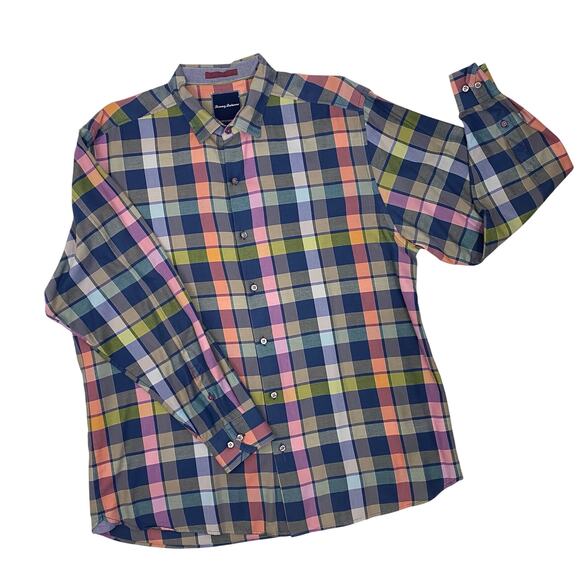 Tommy Bahama Other - Tommy Bahama Mens Size XL 100% Cotton Colorful Plaid Long Sleeve Button Down